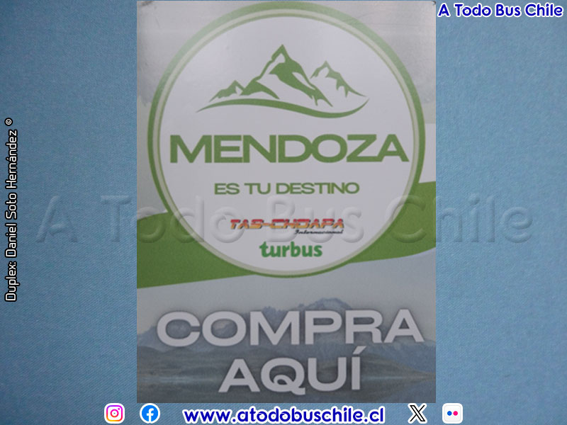 Afiche Publicitario Tur Bus Relanzamiento Ruta Santiago - Mendoza (Argentina)