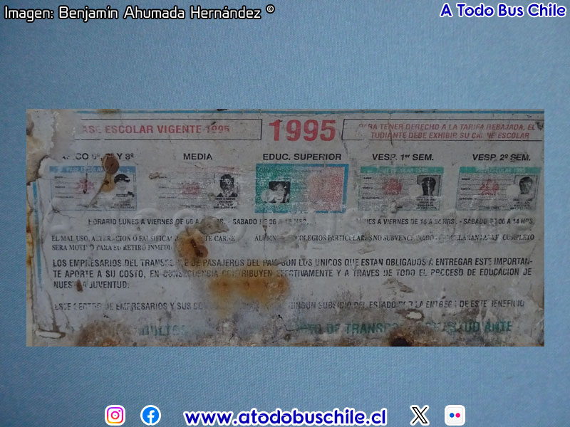 Informativo Pases Estudiantiles Vigentes Año 1995 AGMTP Santiago