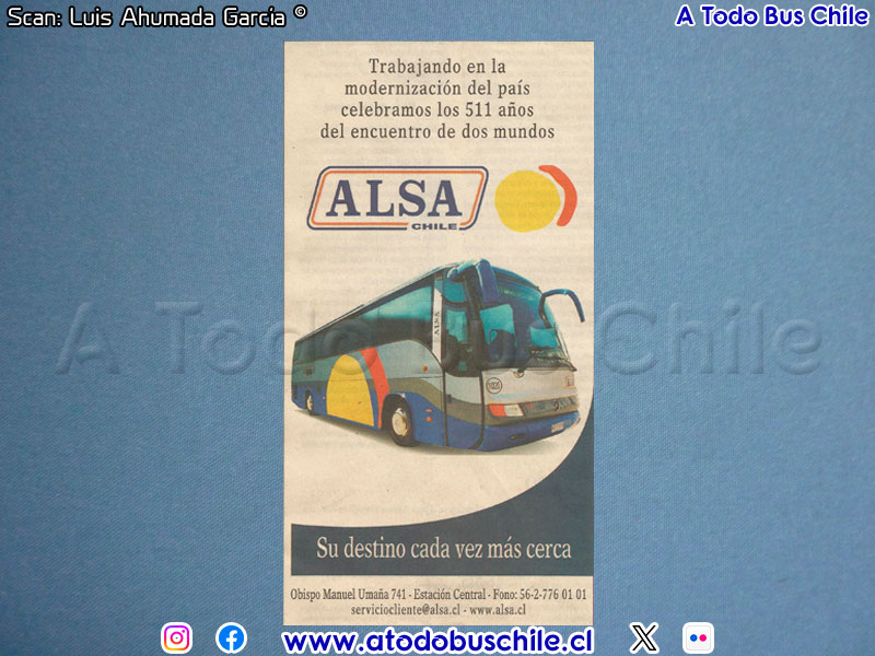 Inserto de Prensa DXI Aniversario del "Encuentro de 2 Mundos" ALSA Chile S.A. (2003)