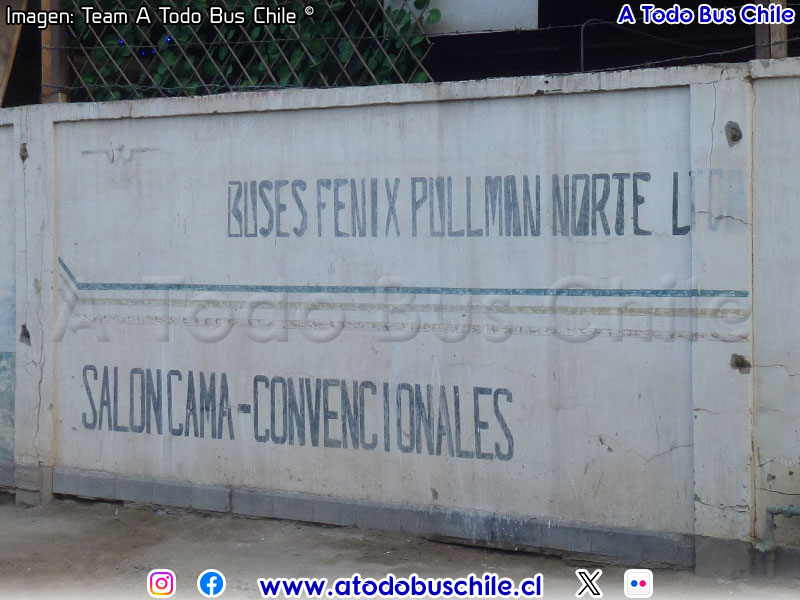 Aviso Publicitario Fénix Pullman Norte Ltda. Ex Terminal ATB Chañaral (Región de Atacama)