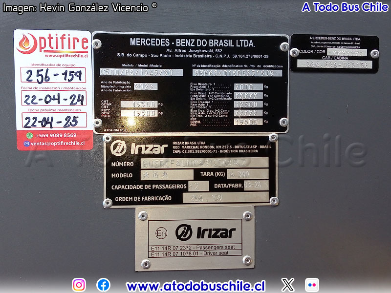 Placa de Fabricación | Irizar i6 3.70 / Mercedes Benz O-500RS-1945 BlueTec5 / Viggo S.p.A.