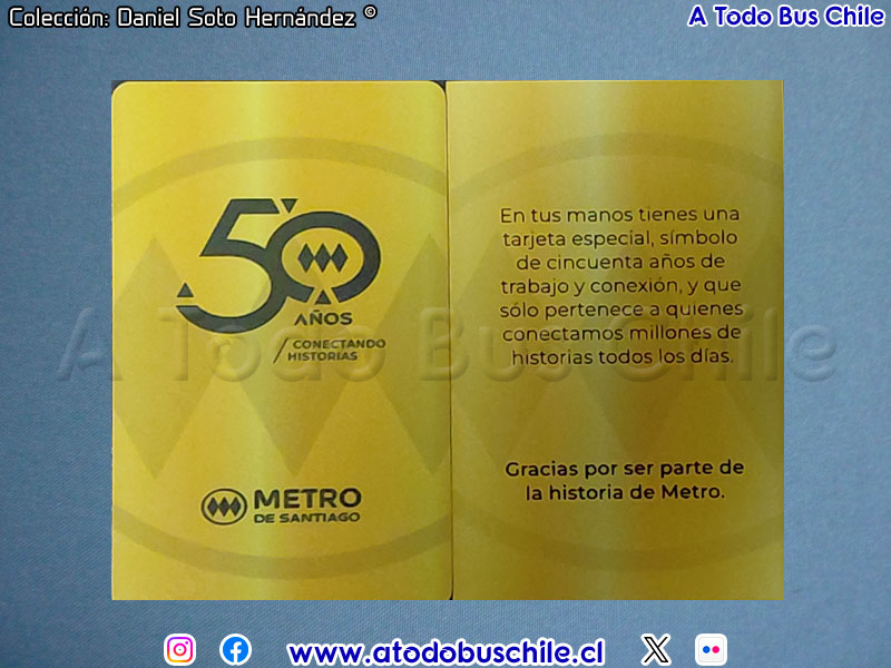 Tarjeta Bip! Conmemorativa L Aniversario Metro de Santiago 1975 - 2025