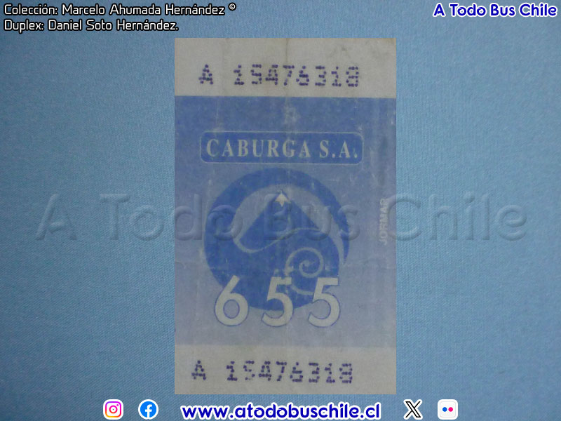 Boleto Adulto Línea N° 655 Pudahuel Sur - Puente Alto (Transportes Caburga S.A.)