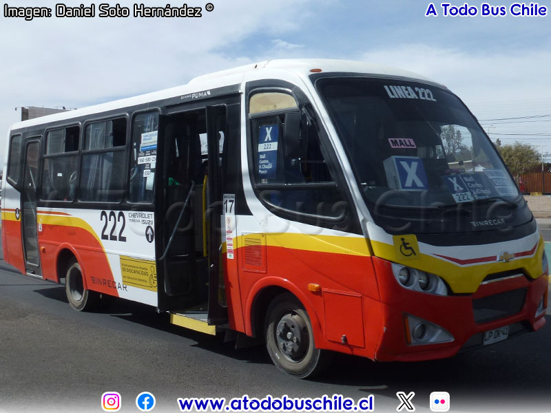 Inrecar Géminis Puma / Chevrolet Isuzu NQR 916 Euro5 / Variante X Línea N° 222 (Calama)